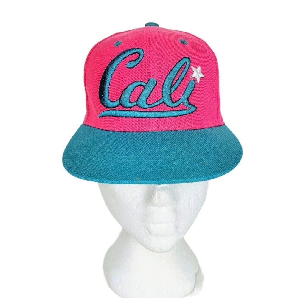 VTG Y2K "CALI" "California" Youth Barbie Pink Turquoise 3D Puff Embroidered Hat
